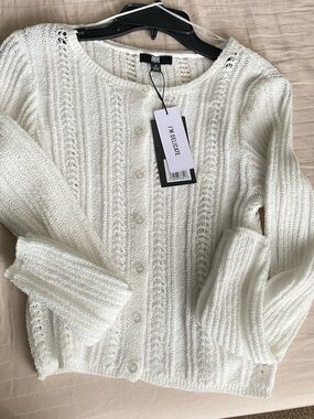 NWT Women's Cream Open-Knit Cottagecore Cardigan Sweater Size Small